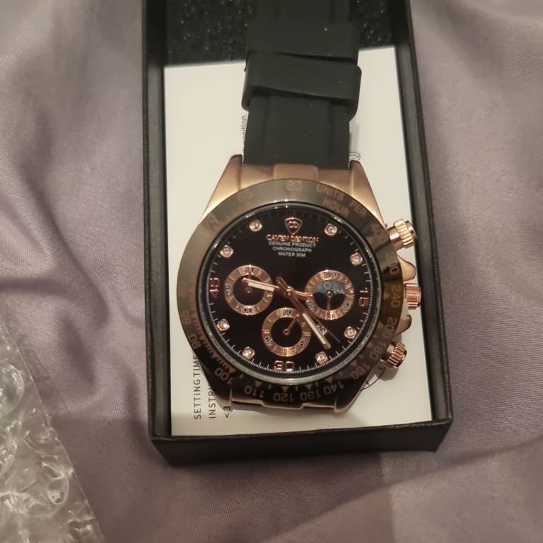 CADISEN Chronograph Watch - Black and Rose Gold, As Good As New