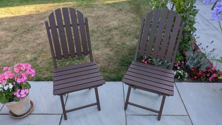 Pair of Wooden Folding Garden Chairs