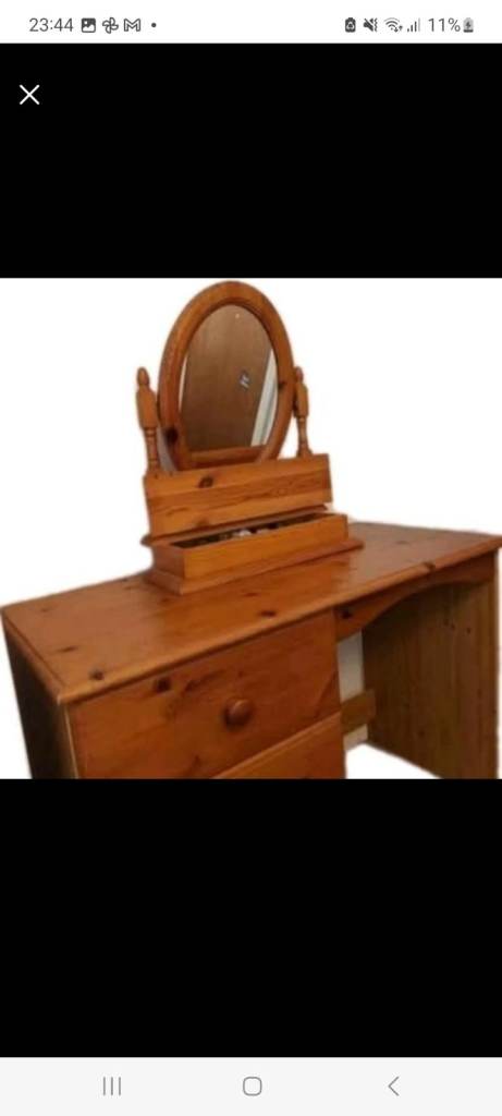 Pine dressing table and mirror with flip up compartment