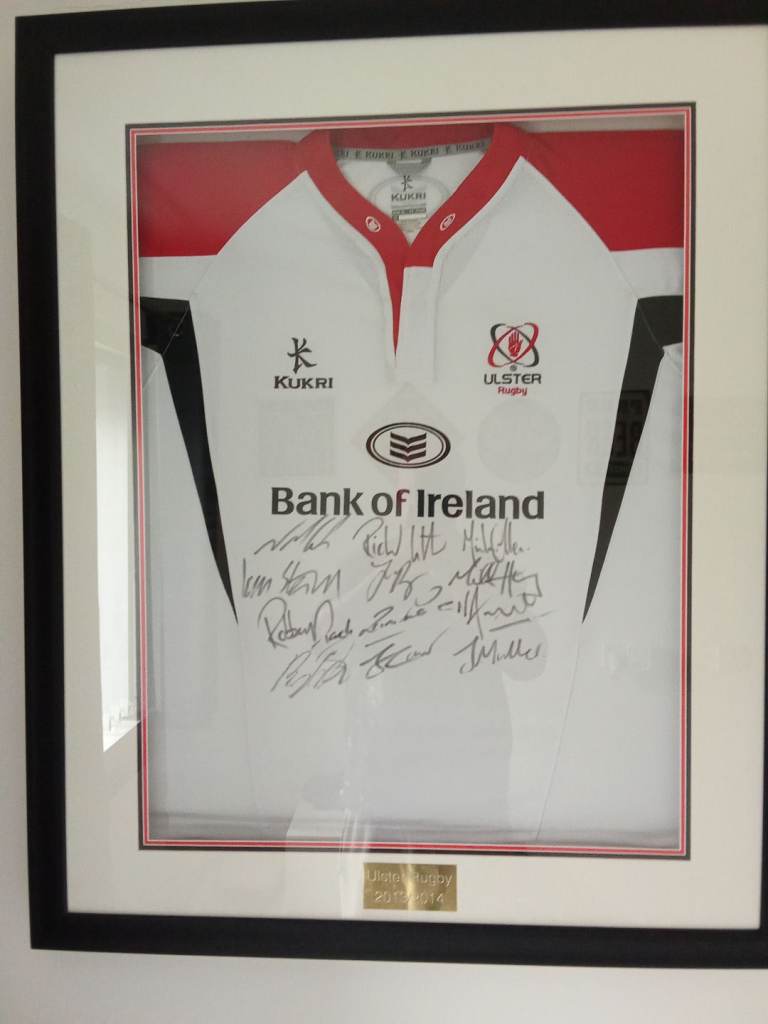 Framed Ulster Rugby Shirt Signed by Team – As Good As New