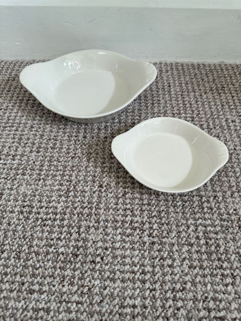 Olympia Porcelain Whiteware Oval Eared Dishes set of 2 