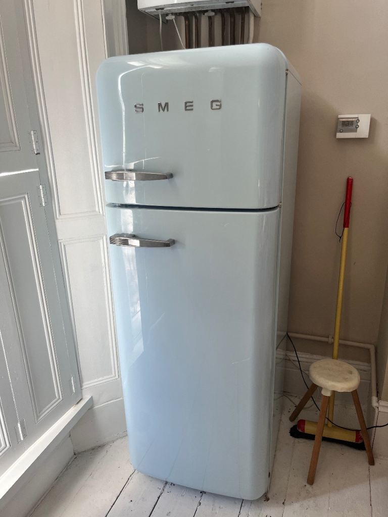 Smeg fridge freezer in pale blue