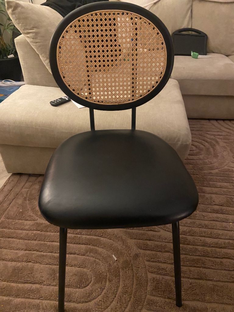 Black & Wicker dining chair x 2