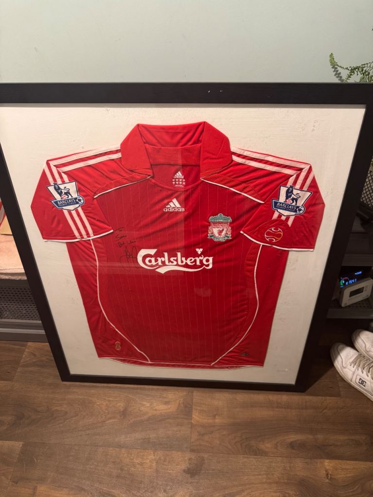 Liverpool LFC Signed Autographed Shirt Jersey Jamie carragher W/c.o.a And Frame