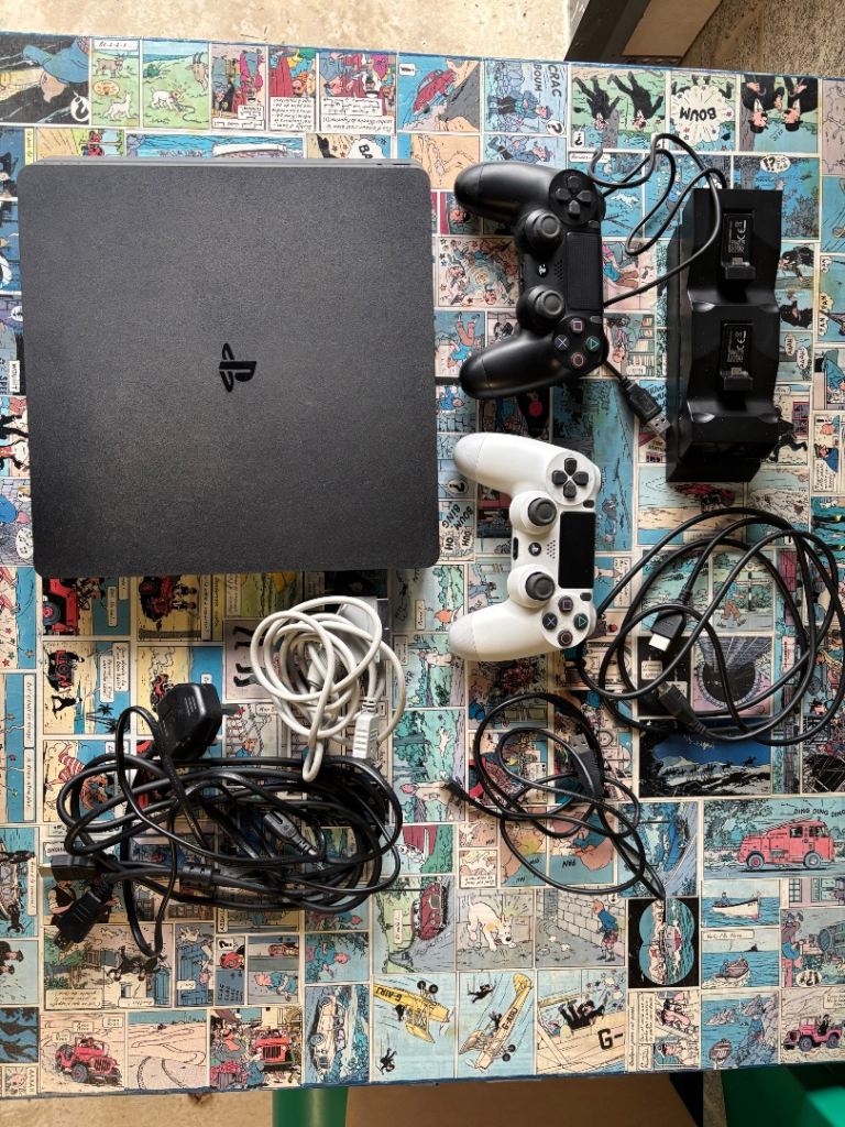 PlayStation 4 with controllers