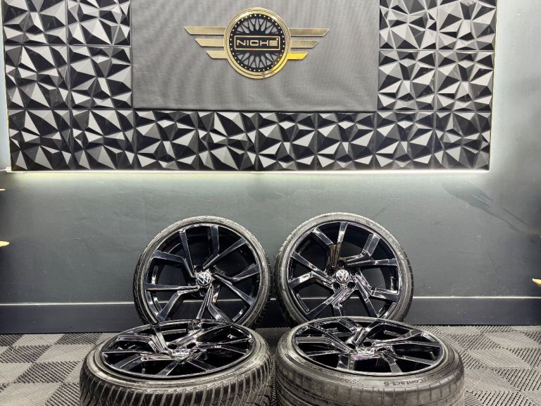 19” inch gloss black vw club sport golf brescia golf r caddy gtd gti alloys wheels 5x112 