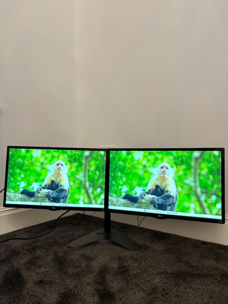 Dual Lg 24” HDMI slim monitors on new fully adjustable stand