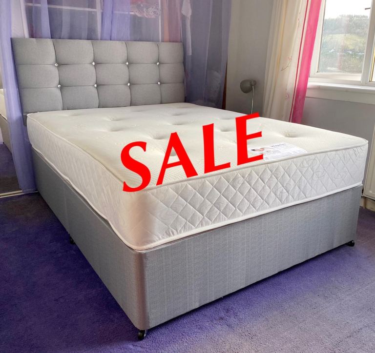 Double bed single small double  kingsize divan beds with mattress and headboard 