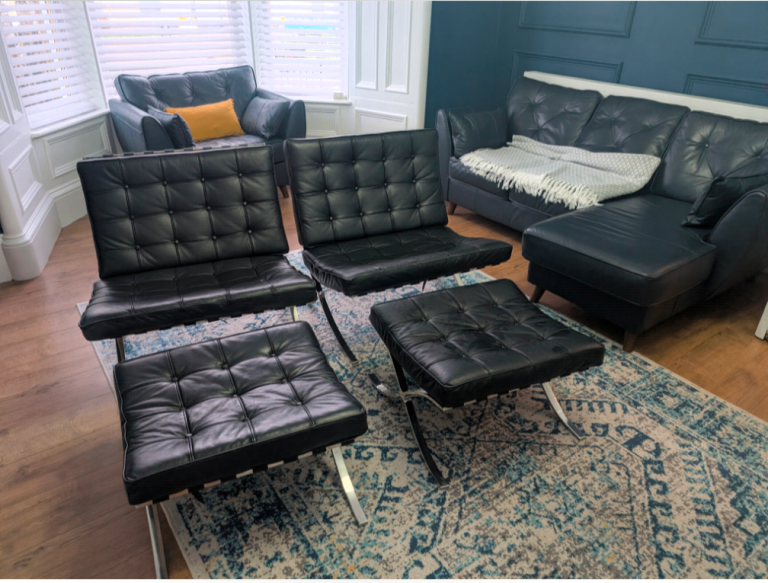 2 x Barcelona Style Chairs & 2 x Matching Stools – £300 (set of 4)