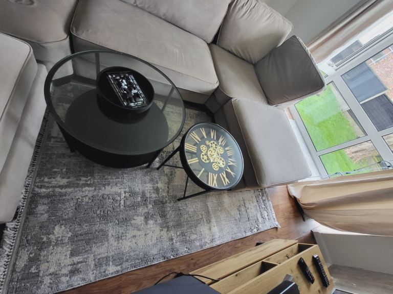 Large Beige Six-Seater Sofa in Good Condition