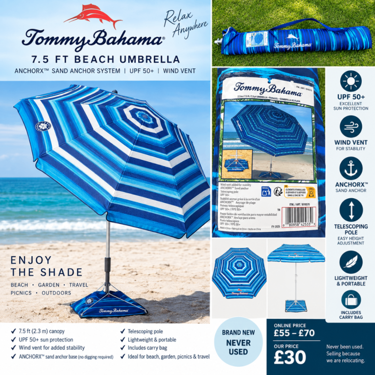 Tommy Bahama 7.5ft Beach Parasol / Umbrella – Brand New – £30
