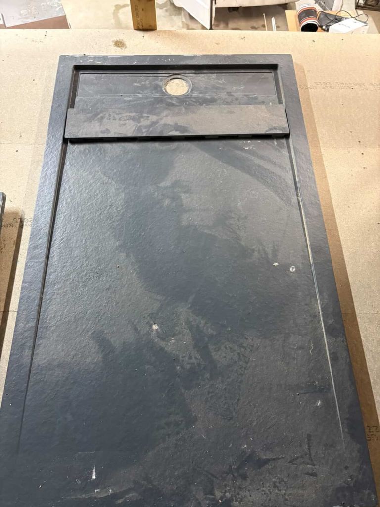 900x1500 Rectangular Matt Black Stone Shower Tray (used)