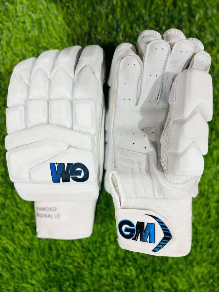 New Players Edition GM Cricket Batting Gloves - White & Blue