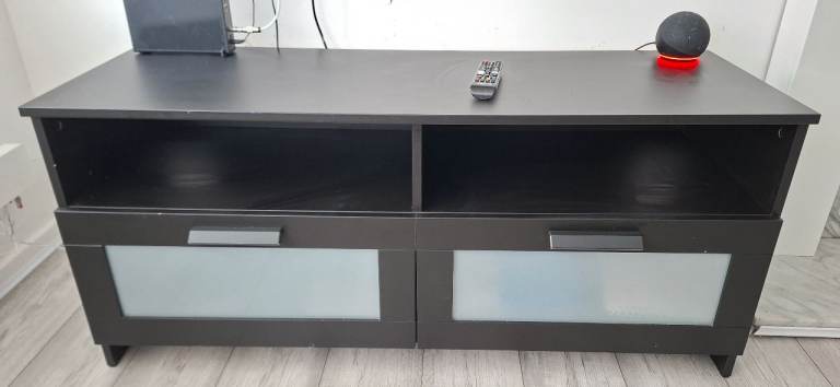 IKEA Black TV Stand / Media Unit - Storage Shelves, Good Condition