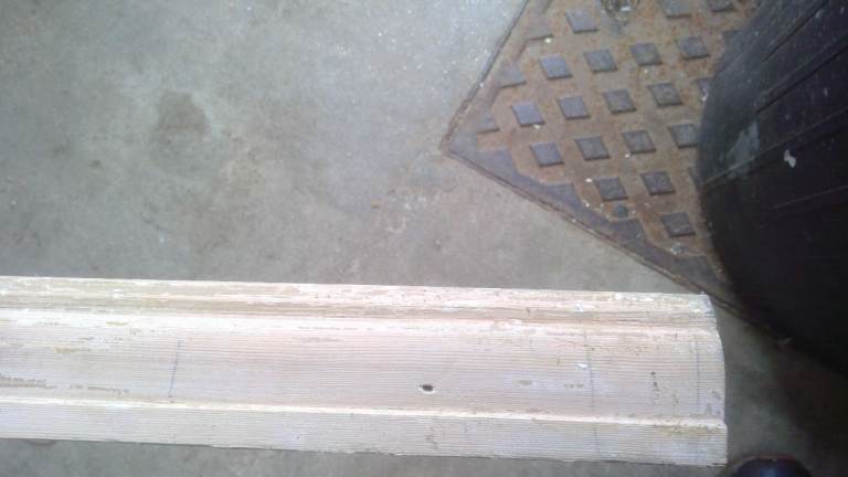 Wood door mouldings salvaged from 1940s house.   