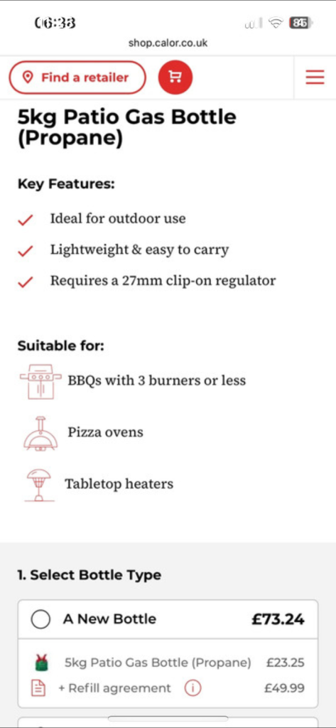 Full never used patio gas