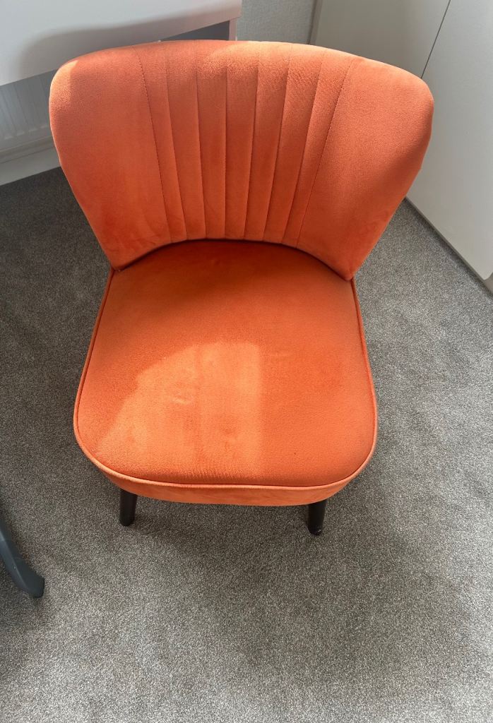 Orange velvet accent chair 