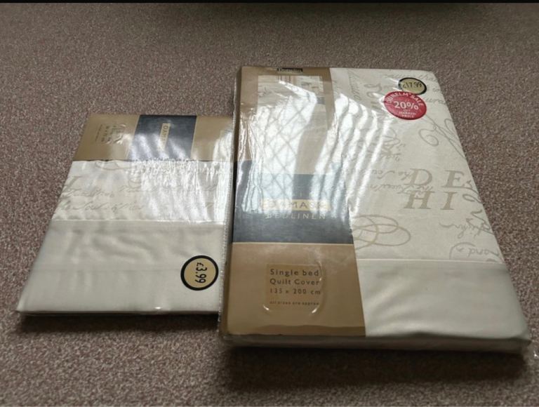Cream Single Duvet Cover and Pillow Case 