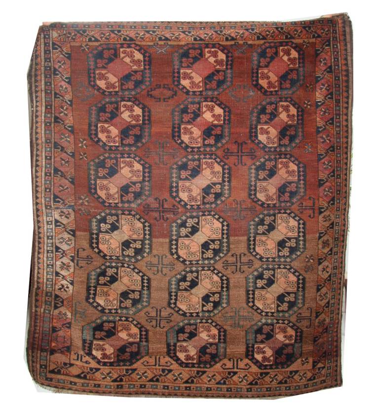 Antique Afghan Ersari handmade wool rug circa 1880 5.6 x 4.6 ft