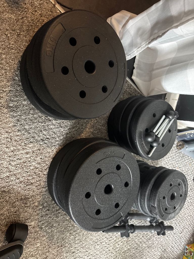 Worth £80! Opti Folding Weight Bench with Dumbbells and Weight Plates