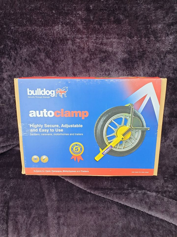 New Bulldog Trailer Caravan Motor Car Van CC100 WHEEL CLAMP Insurance Cert