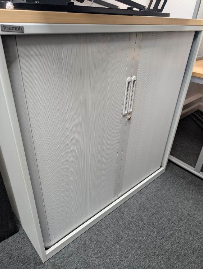 Triumph Office Storage Unit with Sliding Doors – Grey