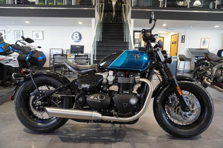 Triumph Bonneville Bobber, 2026, Interstellar Blue/ Black Only £14295. 