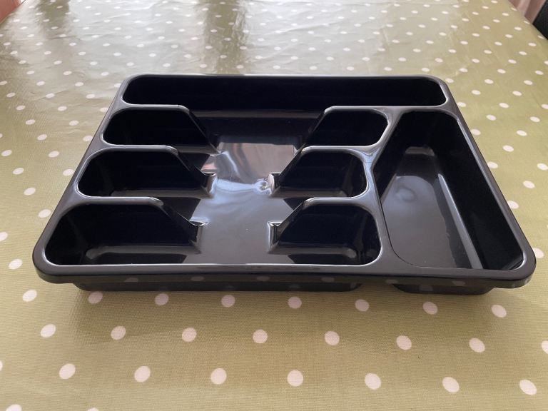 Black Plastic Cutlery Tray for Kitchen Drawer - collect from Gosport 