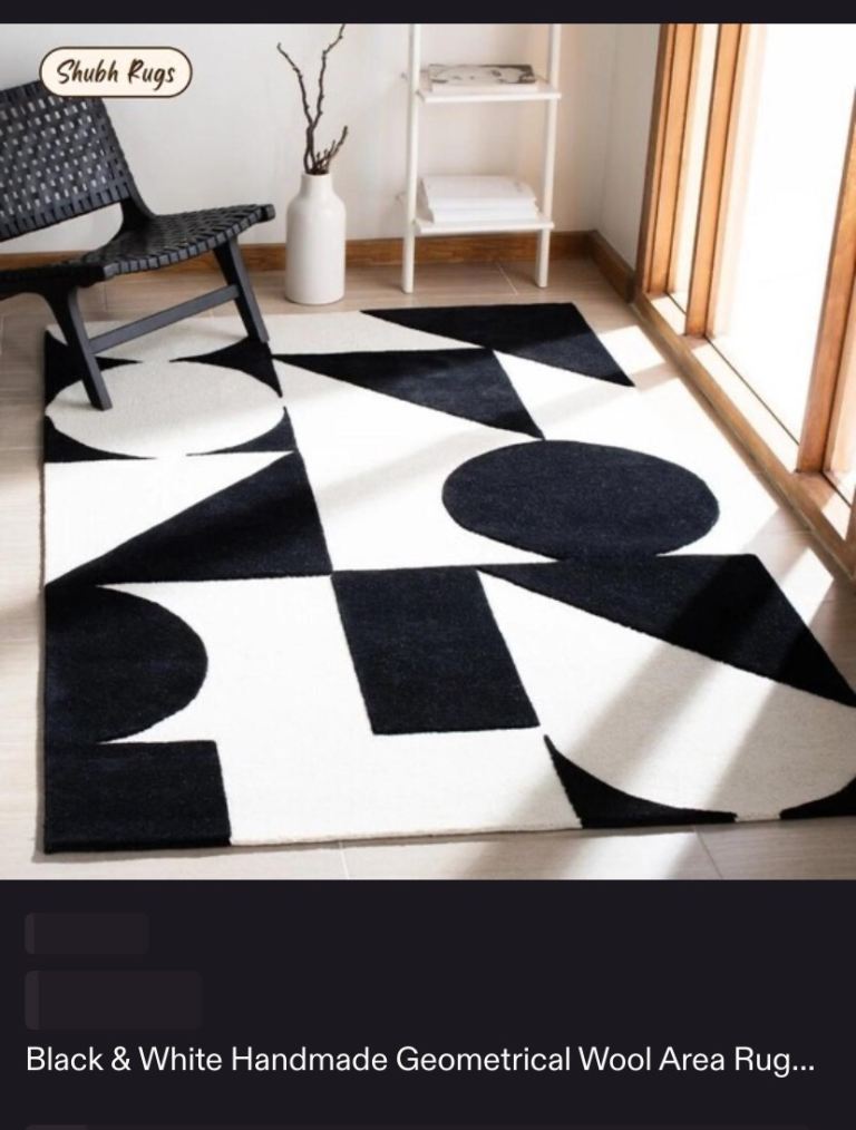 image for Black & White hand tufted geometric rug 