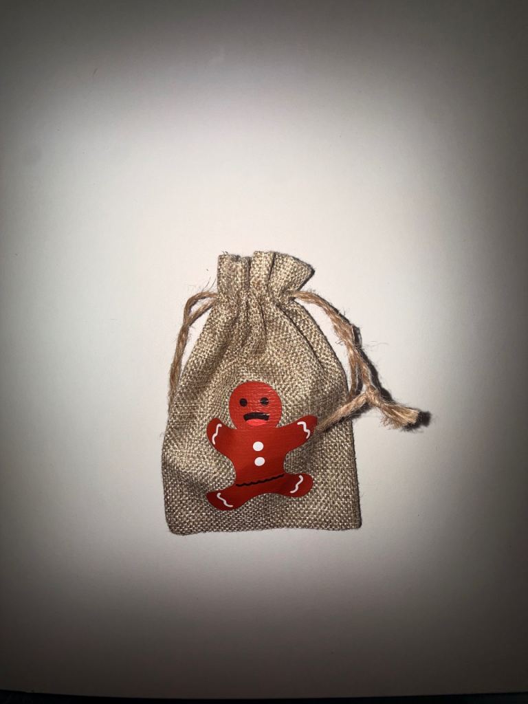 Small  Drawstring Bag with Gingerbread Man