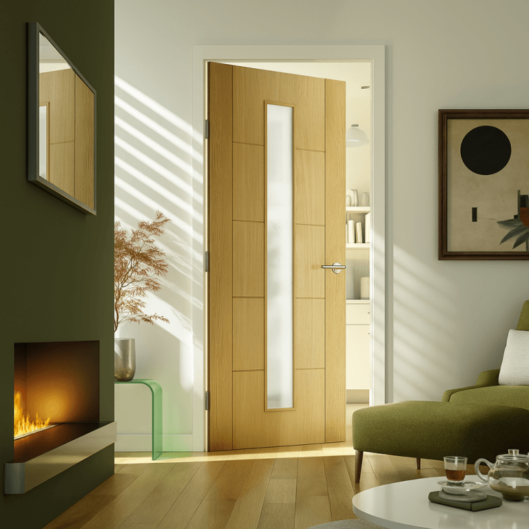 D2F Rockingham Unfinished Internal Oak Door With Clear Glass D2FROCKUFCG