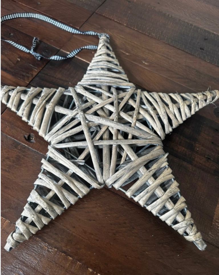 Wooden Hanging Star Decoration New 35cm