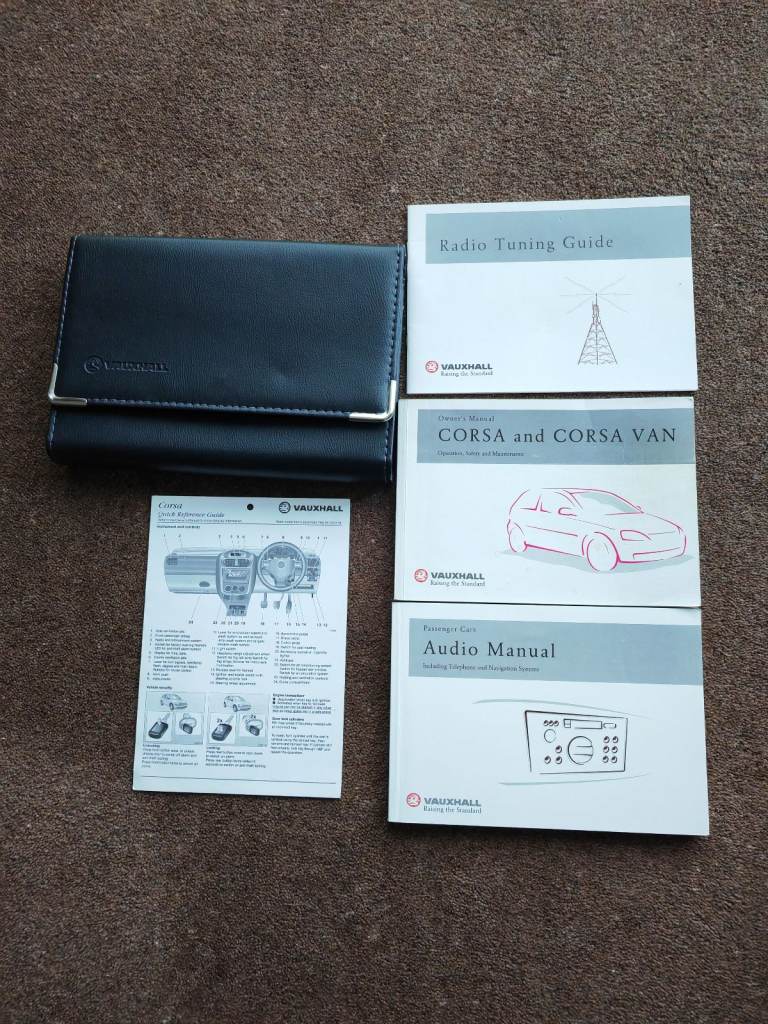 Genuine vauxhall leather style folder with Corsa owners manuals 
