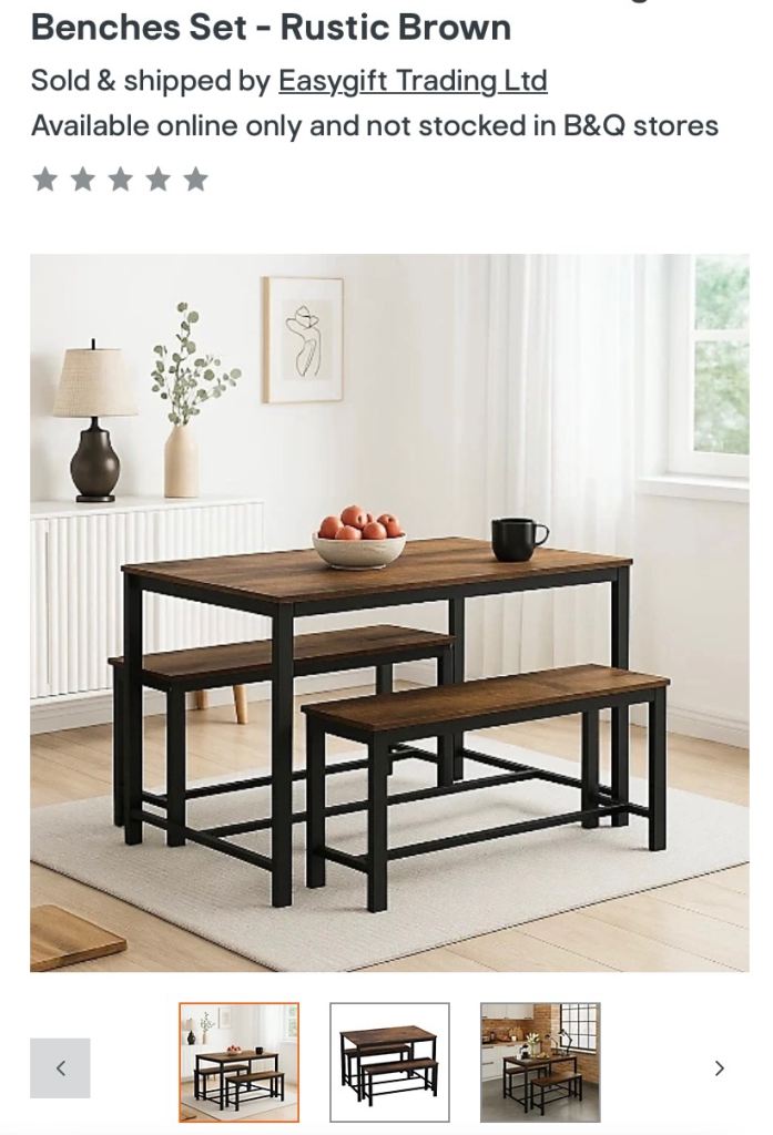 Table and 2 benches 