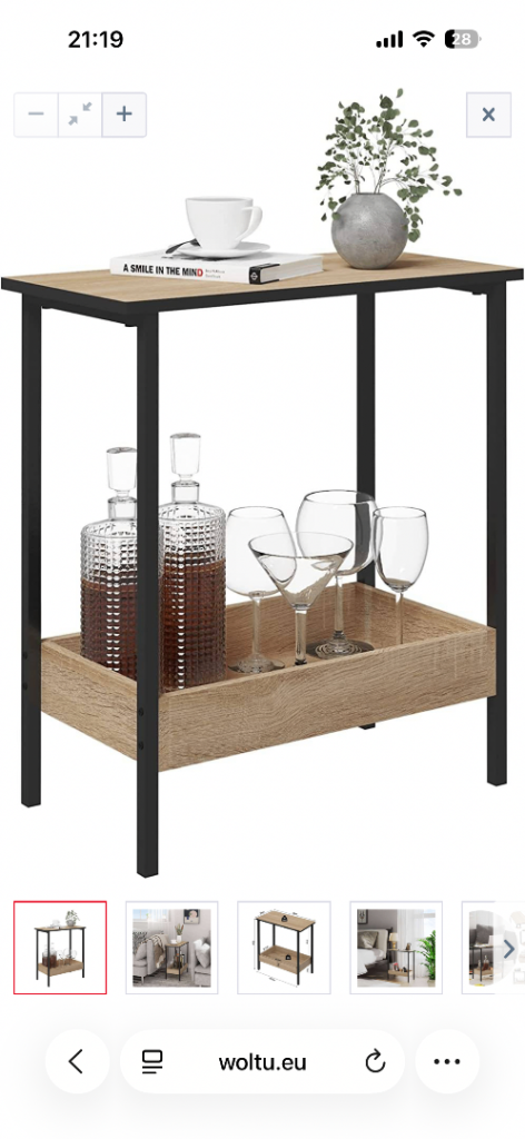 Small Wooden Side Table with Shelf – Modern Design