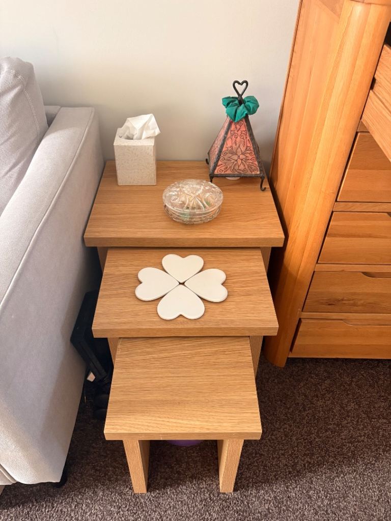 Oak Effect Nest of 3 Tables