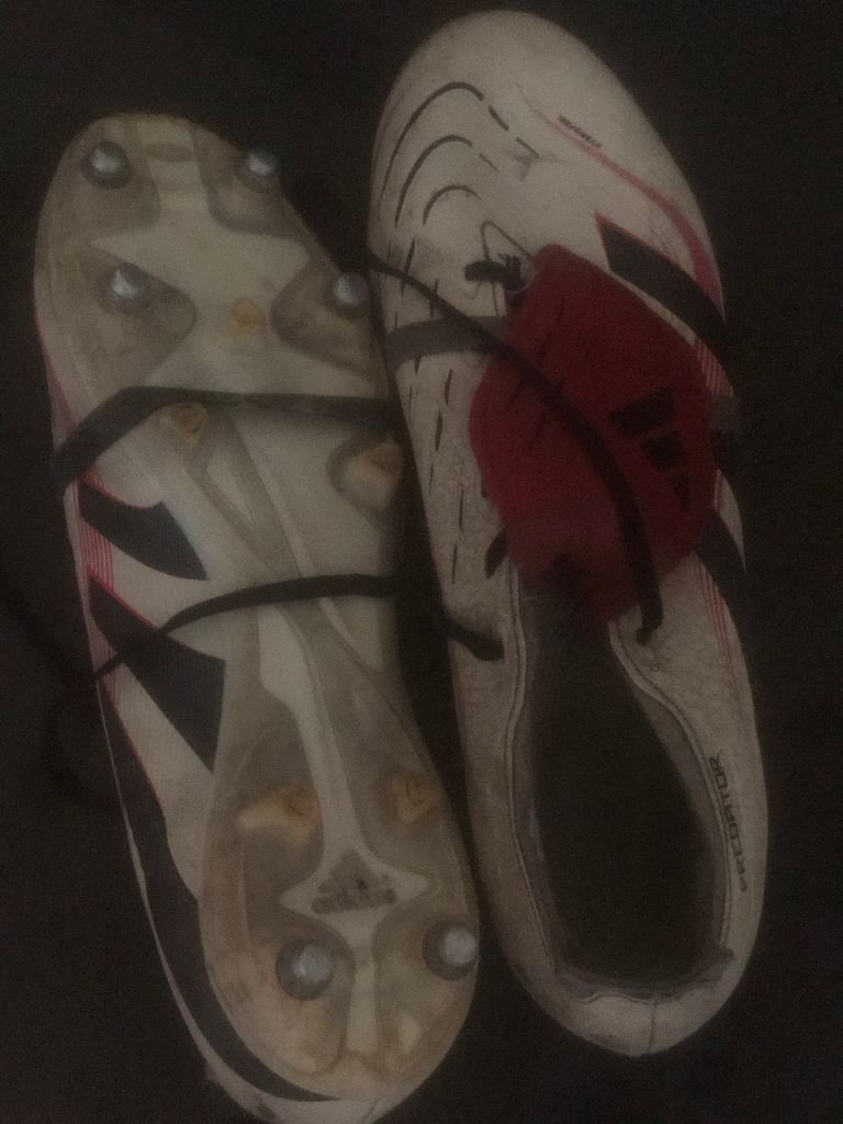 Adidas Predator Football Boots - White/Red, Good Condition