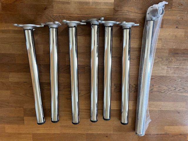 7 x Chrome Plated Adjustable Desk/Table Legs 