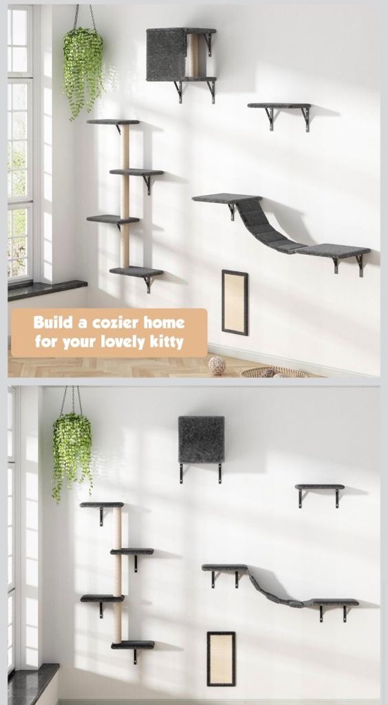 5-in-1 Cat Tree Climbing Wall Set