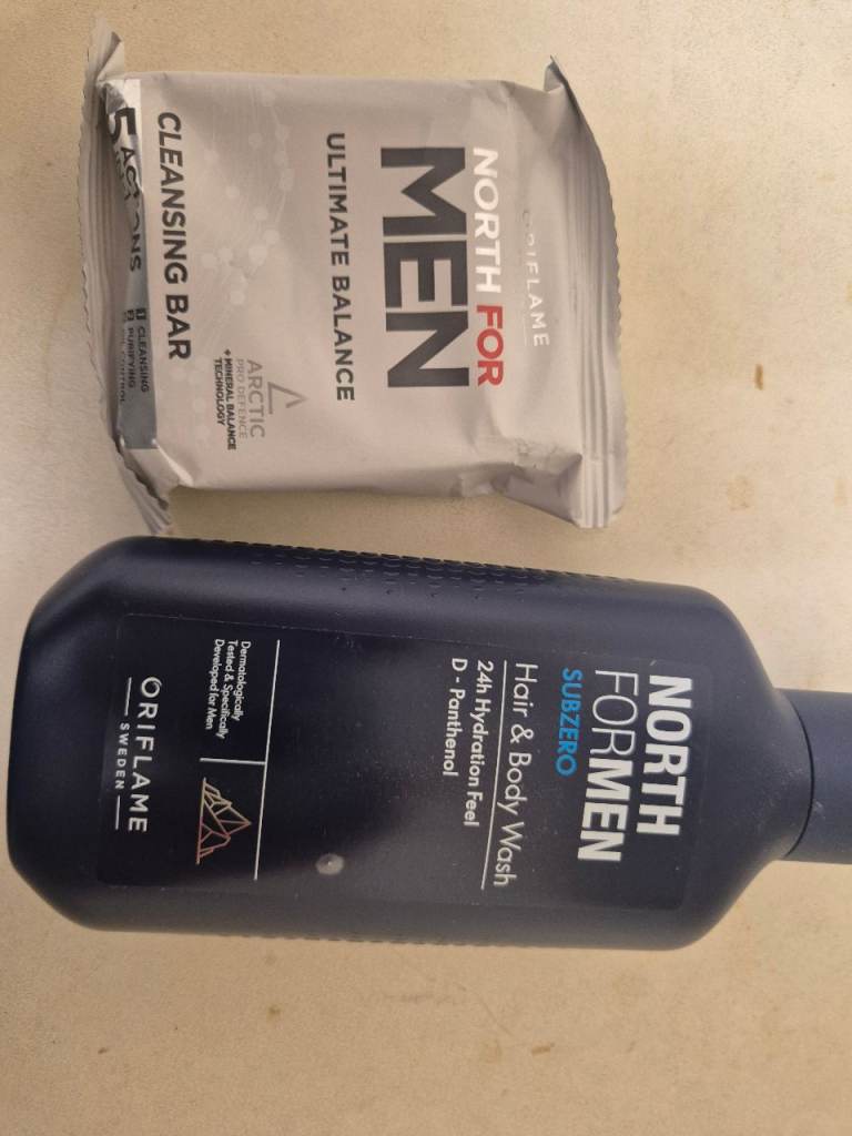 North for Men soap and hair and body wash