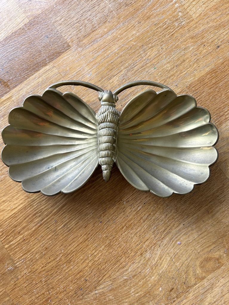 Vintage Brass trinket dish. Butterfly 