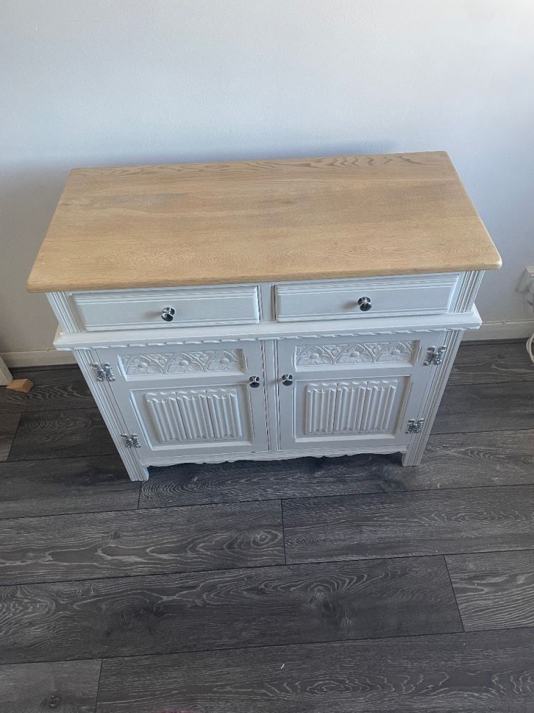 Old charm Grey Sideboard with Wooden Top. 