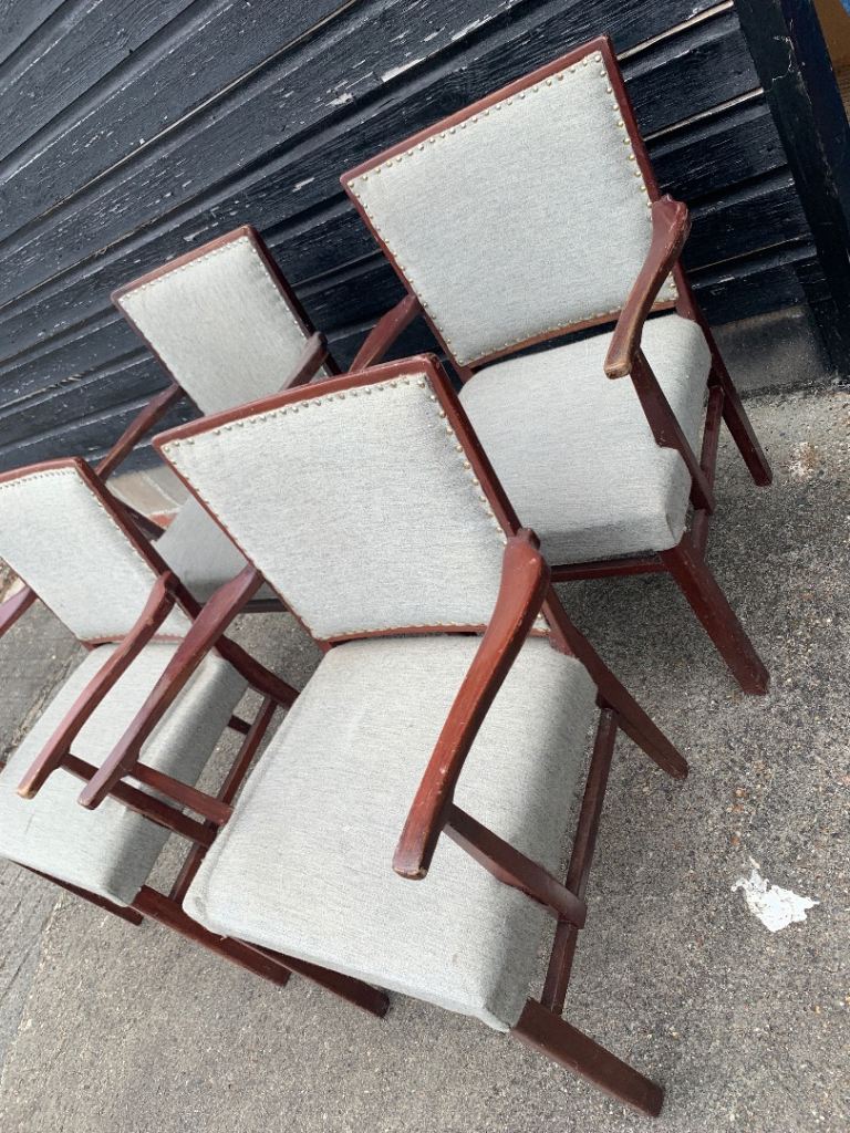 Vintage retro wooden mid century Danish desk kitchen dining chair armchair x 1 2 4