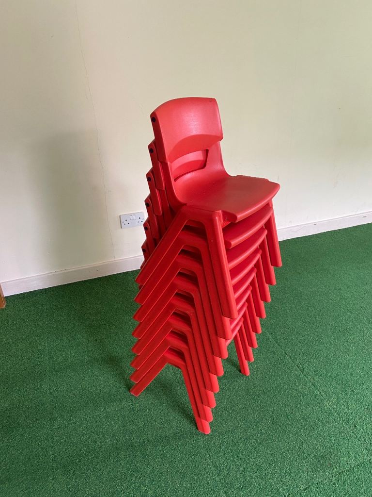 Stackable Red Plastic Chairs – Set of 8 - great condition 