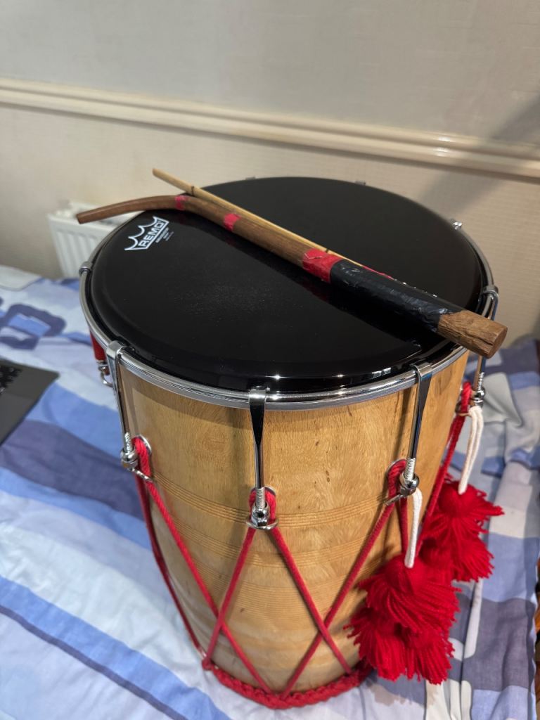 Professional Mango Wood Punjabi Dhol + Hard Flight Case – Excellent Condition
