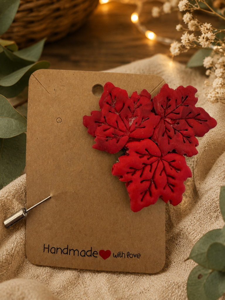 Customise handmade clay brooch