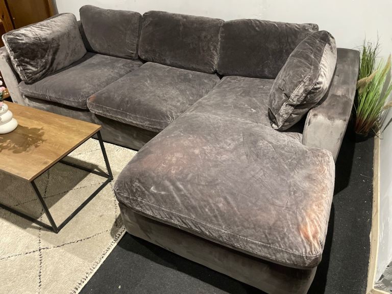 Grey suede L Shape Sofa (Delivery Available)