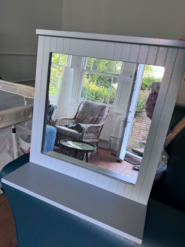 Bathroom mirror with shelf