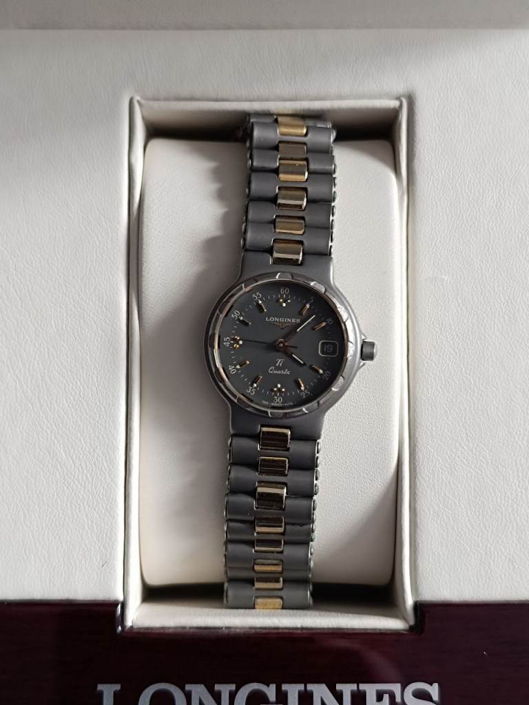 Longines Vintage Conquest Titanium & Gold Plated Ti Quartz Ladies Watch - Boxed