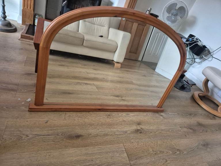 Large Morris pine over mantle mirror